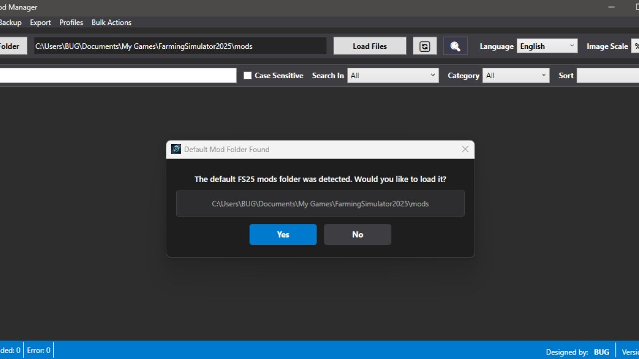 BUG ModManager V2.9.0.1