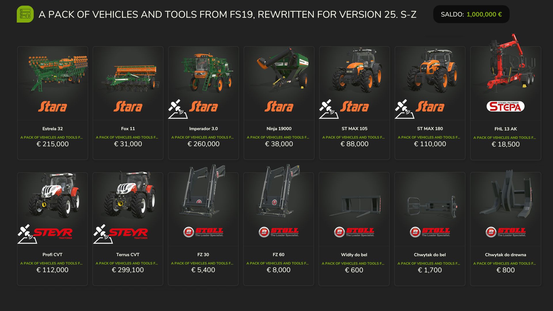 FS19 Vehicles and Tools (S-Z) v1.0.0.2