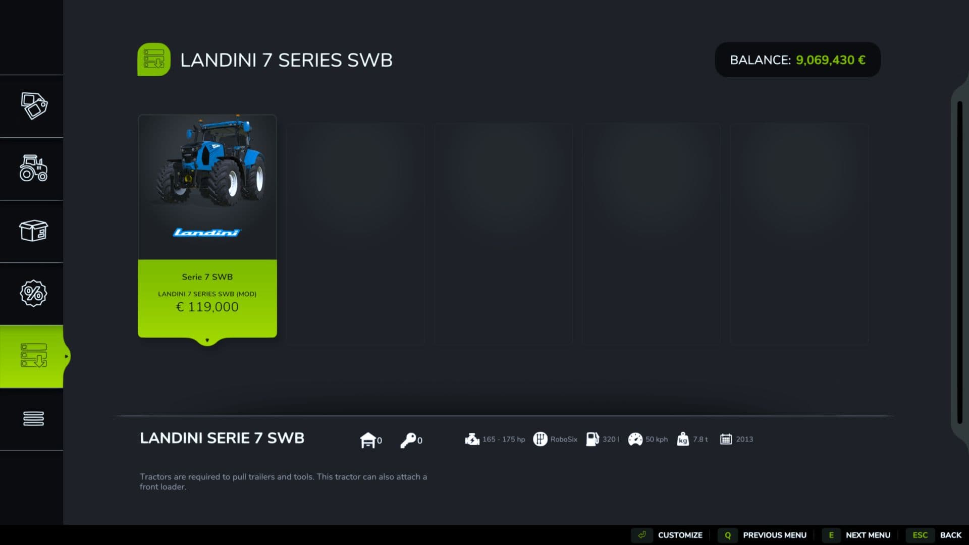 Landini 7 Series SWB v1.1.0.0