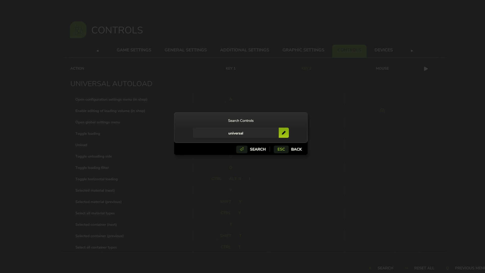 Search Bar for Controls Setting Menu v1.0